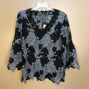 Black and Blue Lace Kobi top